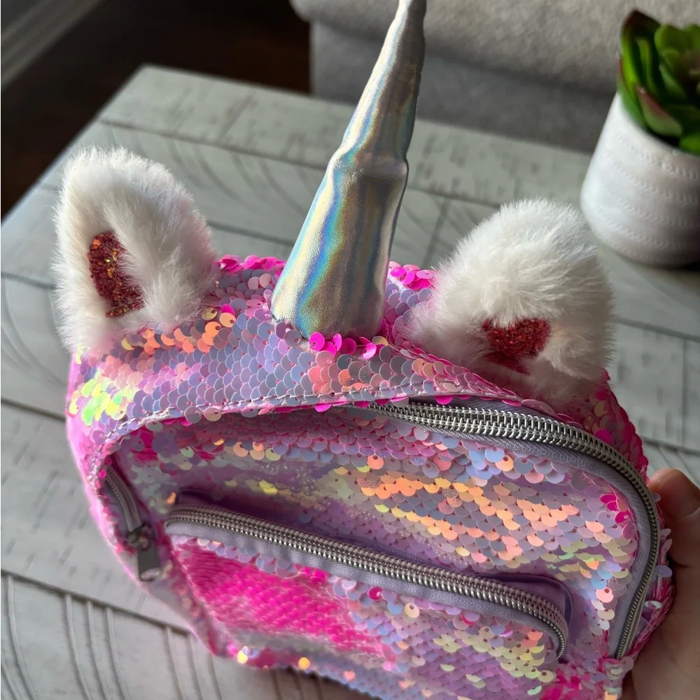 Nwt flip sequin pink silver mini unicorn backpack kids